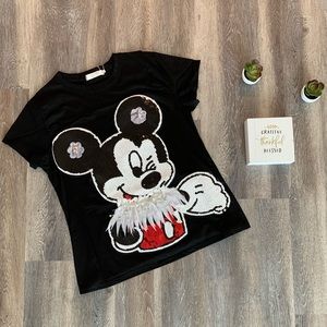 Mickey Mouse sequins shirt- plus size